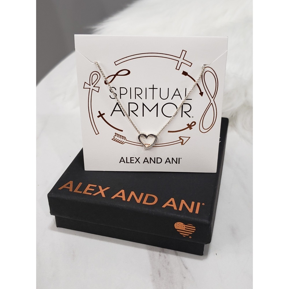 NEW Alex and Ani .925 Sterling Silver HEART Adjustable Necklace spiritual armor